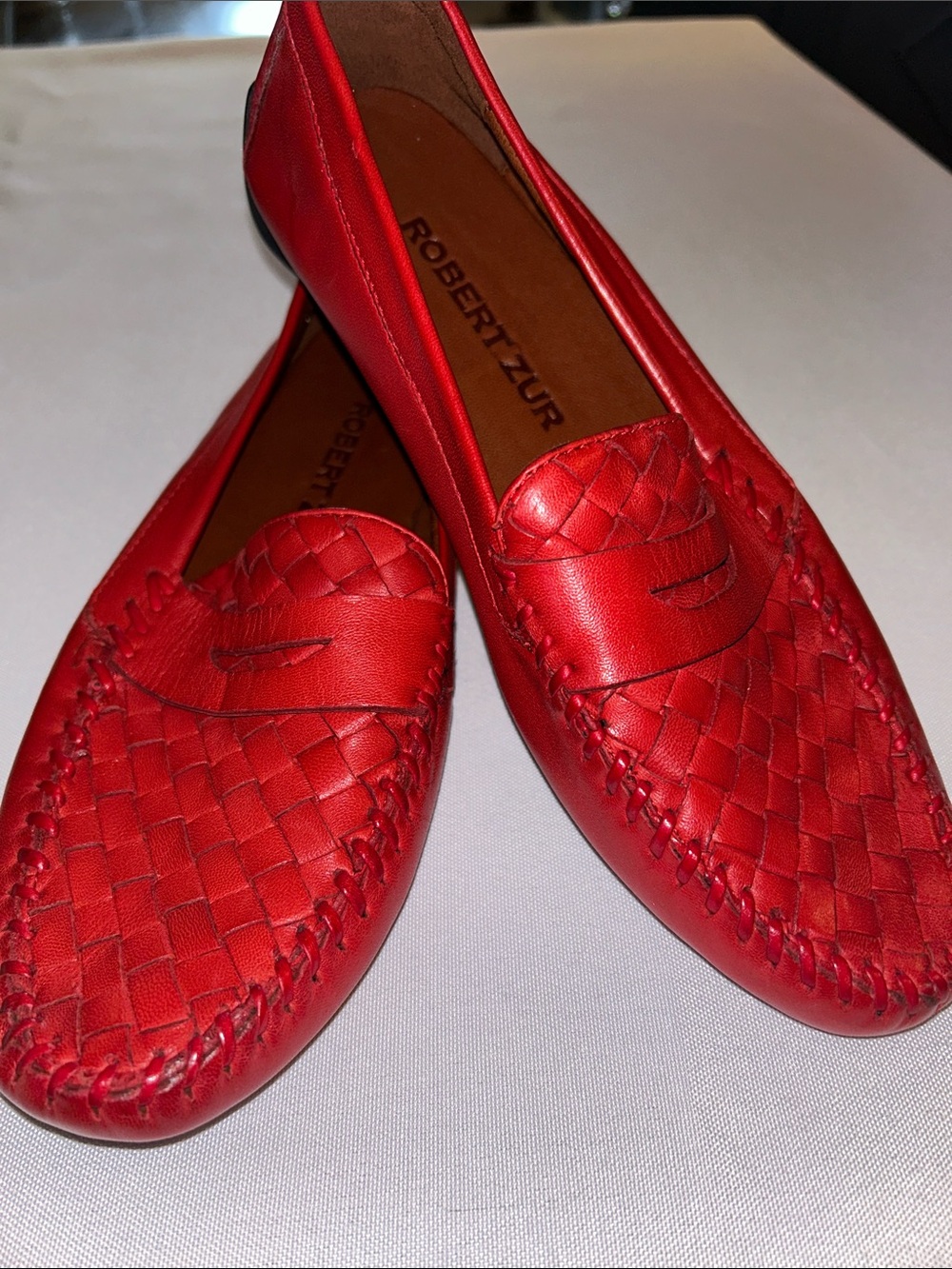 Robert Zur Women's Petra Red Woven Leather Driving Shoe NWOT New No Box sz 7.5
